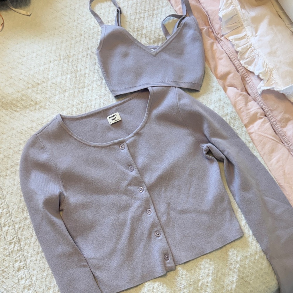 Lavender izzy Cardigan and Bralette Set